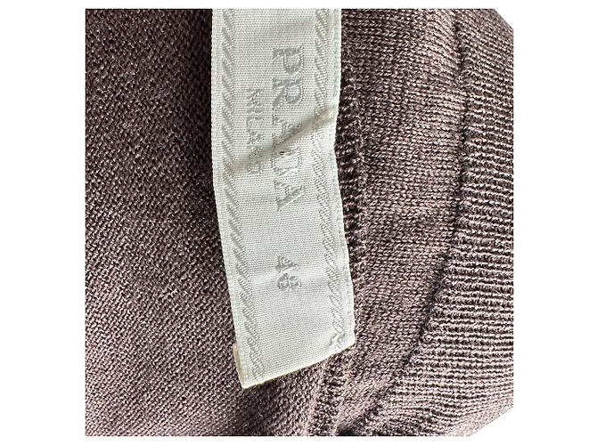Prada Knitted V-Neck Sweater in Brown Wool - view 5