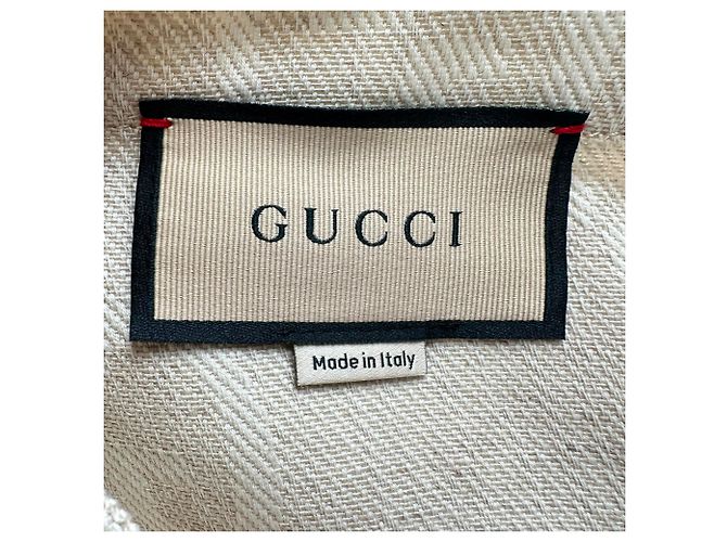 Robe midi à manches longues Gucci GG Monogram en coton crème Blanc Écru - vue 4