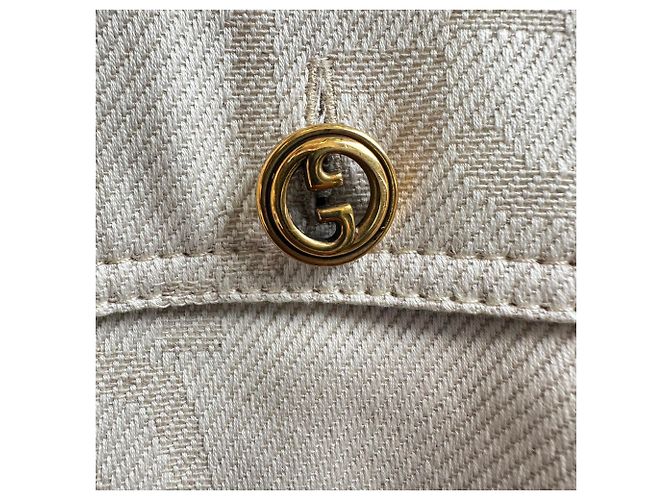 Robe midi à manches longues Gucci GG Monogram en coton crème Blanc Écru - vue 5