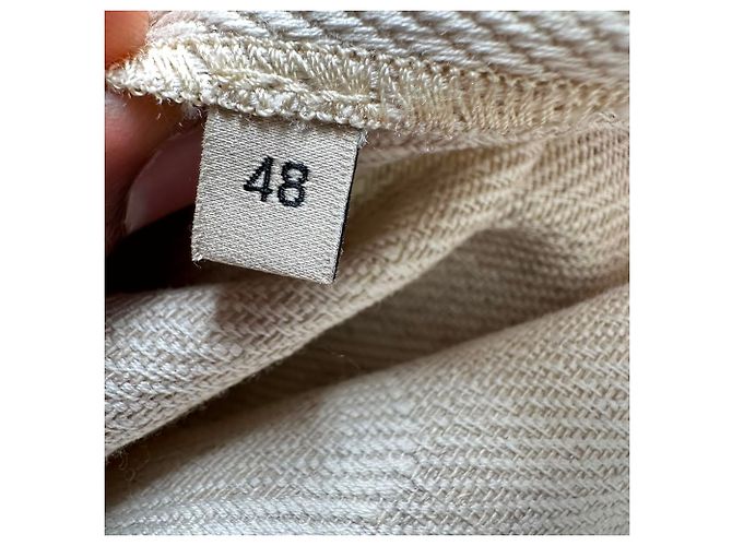 Robe midi à manches longues Gucci GG Monogram en coton crème Blanc Écru - vue 7