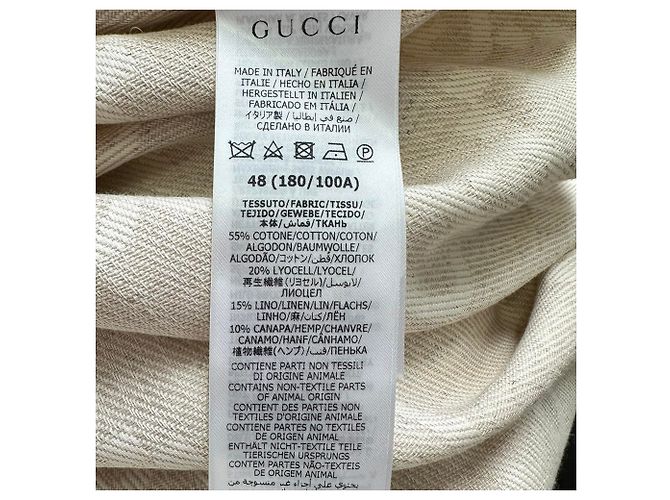 Robe midi à manches longues Gucci GG Monogram en coton crème Blanc Écru - vue 8