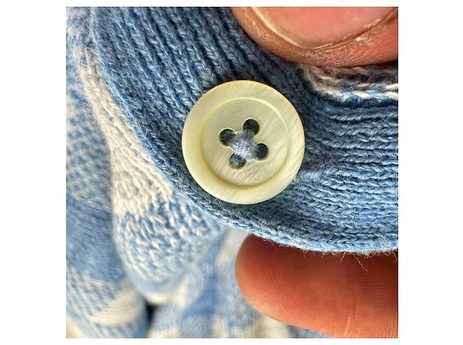 Polo Ralph Lauren Kurzarm-Cardigan aus blauem Leinen im Gingham-Karo Hellblau - Ansicht 11