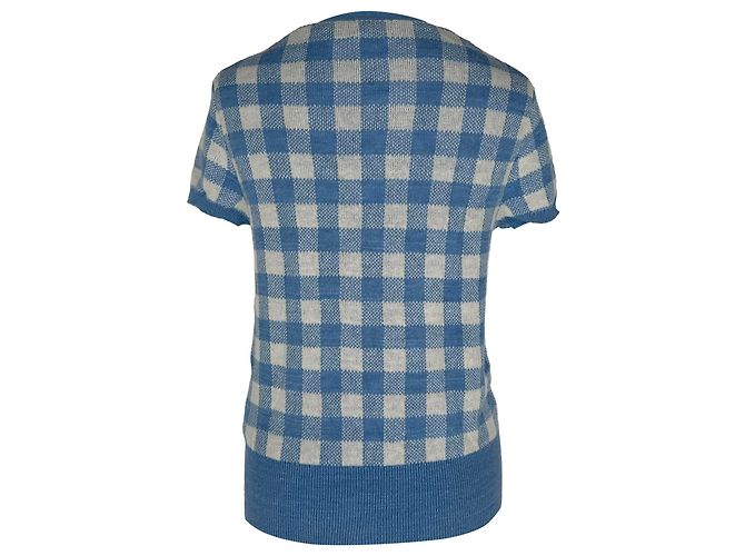 Polo Ralph Lauren Kurzarm-Cardigan aus blauem Leinen im Gingham-Karo Hellblau - Ansicht 3