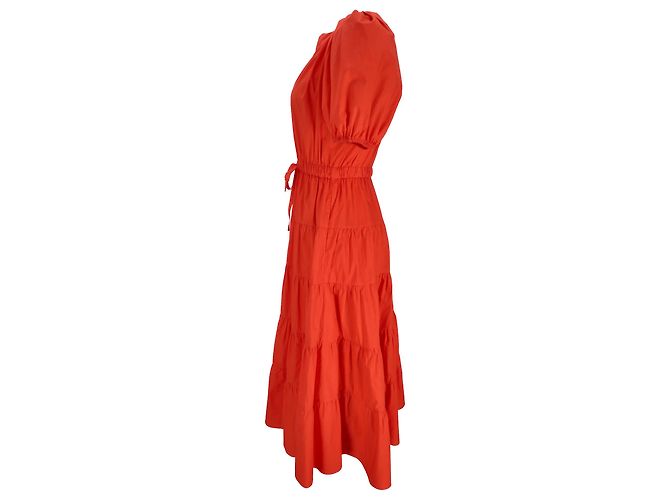 Vestido midi a capas Olina Ulla Johnson en algodón coral Naranja - vista 2