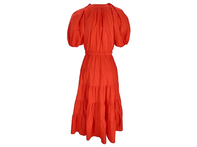 Vestido midi a capas Olina Ulla Johnson en algodón coral Naranja - vista 3