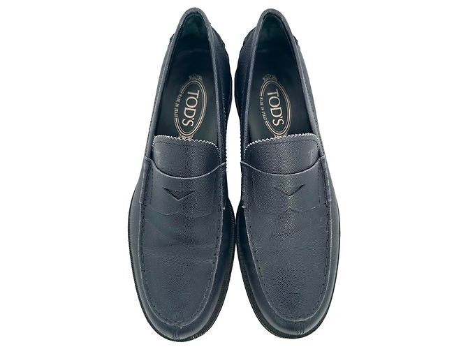 Mocassini Penny Tod's in pelle blu navy - vista 4