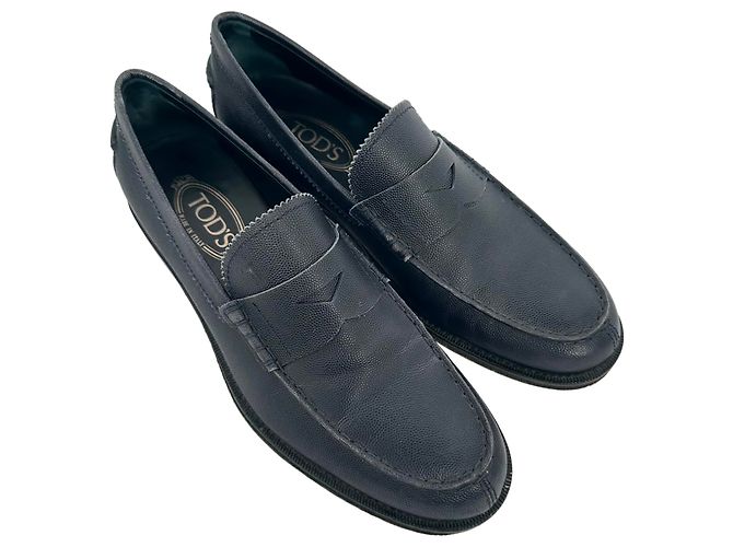 Mocassini Penny Tod's in pelle blu navy - vista 5