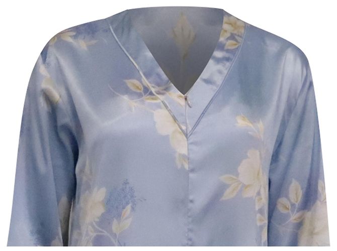 Oscar de la Renta Floral Caftan Kleid aus hellblauem Polyester - Ansicht 2