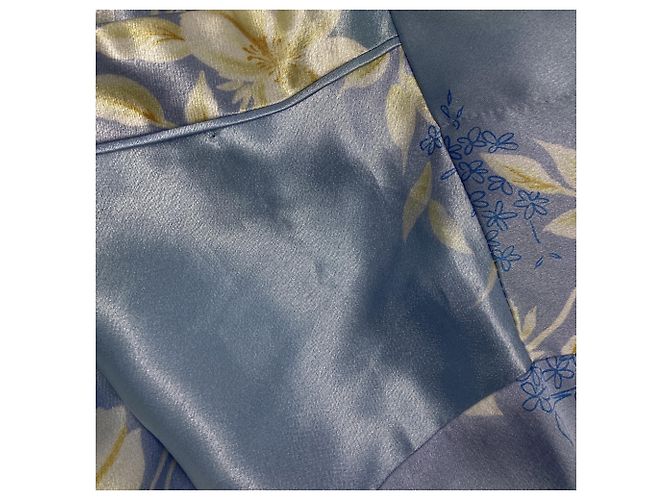 Oscar de la Renta Floral Caftan Kleid aus hellblauem Polyester - Ansicht 7