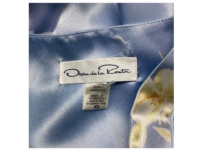 Oscar de la Renta Floral Caftan Kleid aus hellblauem Polyester - Ansicht 8