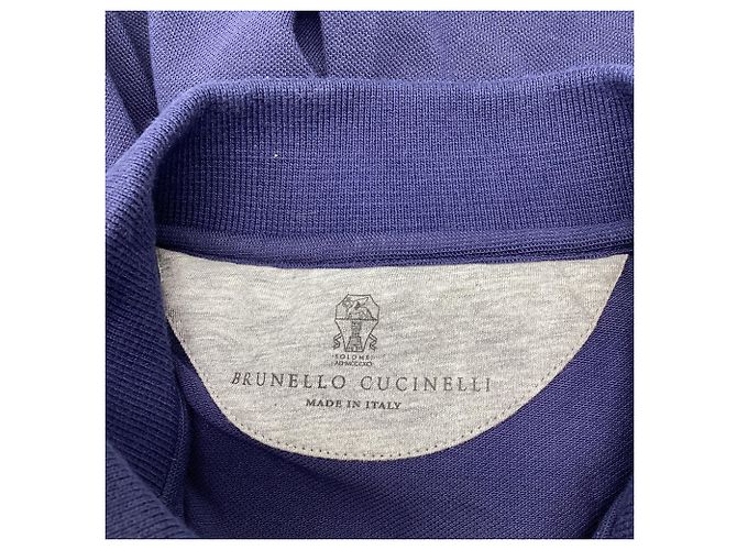 Polo a maniche corte Brunello Cucinelli in cotone blu navy - vista 6