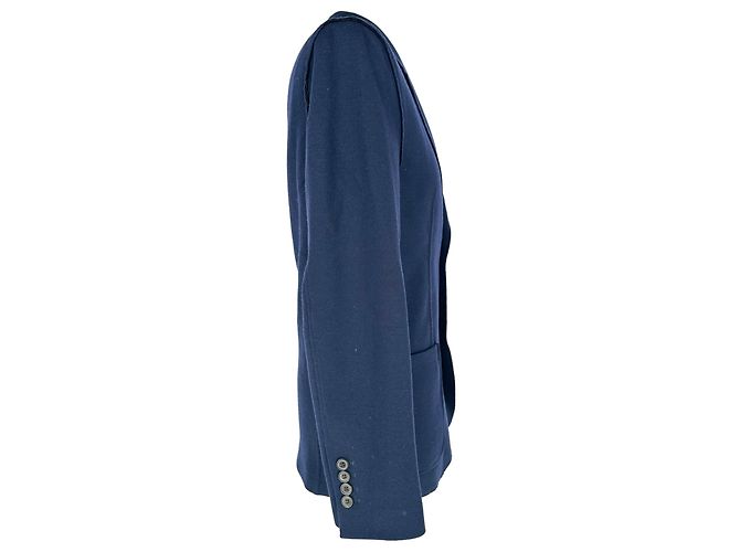 Lanvin Single-Breasted Blazer with Pockets in Navy Blue Wool - view 2
