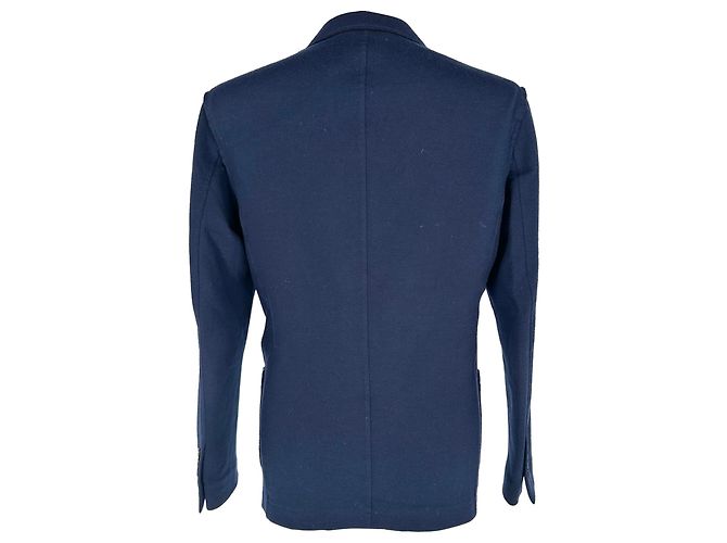Lanvin Single-Breasted Blazer with Pockets in Navy Blue Wool - view 3