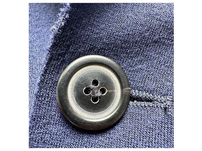 Lanvin Single-Breasted Blazer with Pockets in Navy Blue Wool - view 4