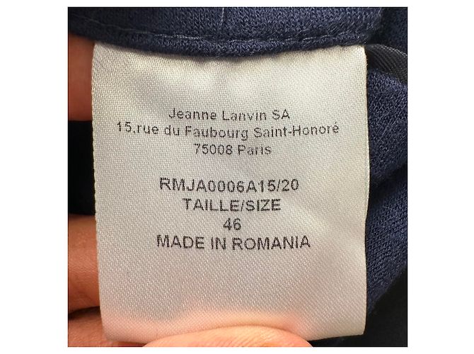 Lanvin Single-Breasted Blazer with Pockets in Navy Blue Wool - view 5