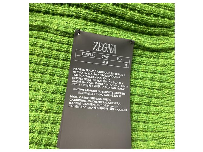 Autre Marque Zegna Rundhals-Strickpullover aus grünem Kaschmir - Ansicht 5