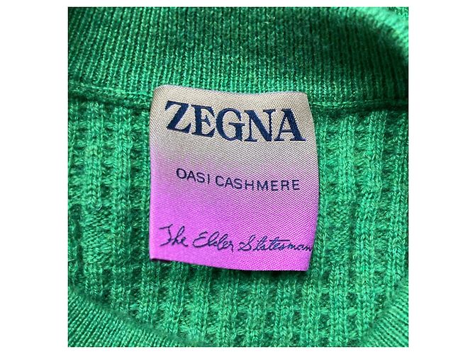 Autre Marque Zegna Rundhals-Strickpullover aus grünem Kaschmir - Ansicht 7