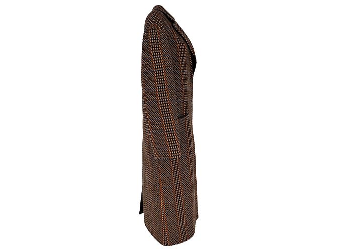 Etro Maxi Coat in Brown Wool Python print - view 2