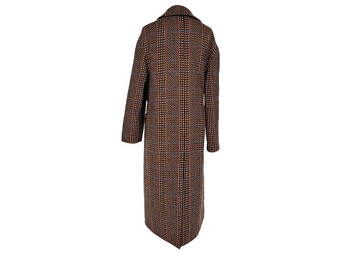 Etro Maxi Coat in Brown Wool Python print - view 3