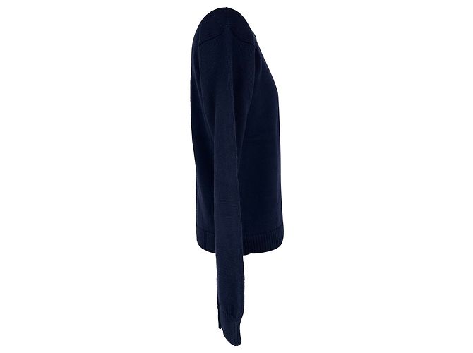 Prada Knitted Crewneck Sweater in Navy Blue Wool - view 3
