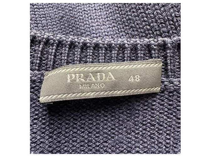 Prada Knitted Crewneck Sweater in Navy Blue Wool - view 5