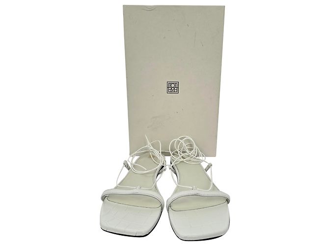Sandalias de cuero con cordones Totême en cuero blanco - vista 14