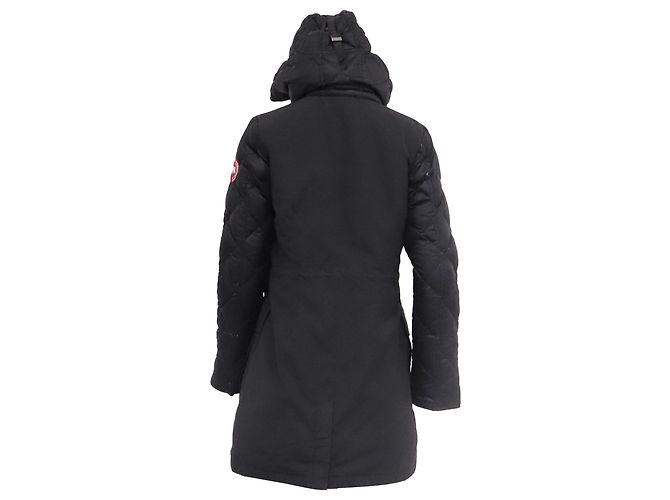 Canada Goose Kapuzen-Puffer-Trenchcoat aus schwarzem Polyester - Ansicht 4