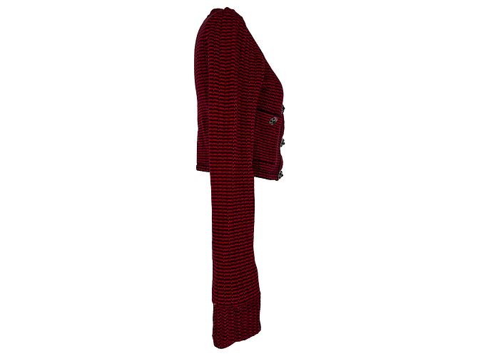 Self portrait Self-Portrait gestreifter Cropped-Cardigan aus roter Baumwolle - Ansicht 2