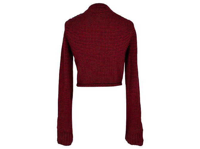 Self portrait Self-Portrait gestreifter Cropped-Cardigan aus roter Baumwolle - Ansicht 3