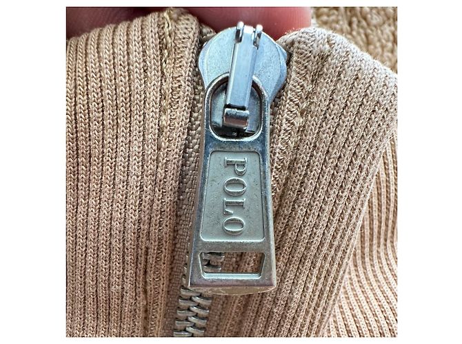Polo Ralph Lauren Fleece Sherpa Quarter Zip Jacke aus braunem Polyester - Ansicht 4