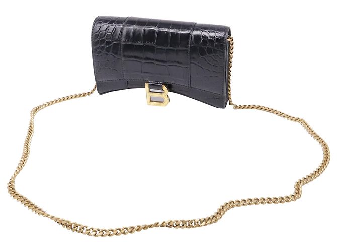 Day Borsa con catena Balenciaga in pelle nera effetto coccodrillo Nero - vista 2