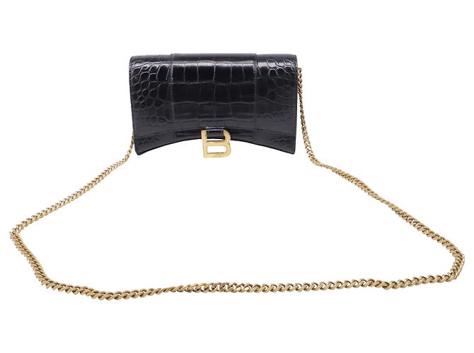 Day Borsa con catena Balenciaga in pelle nera effetto coccodrillo Nero - vista 5