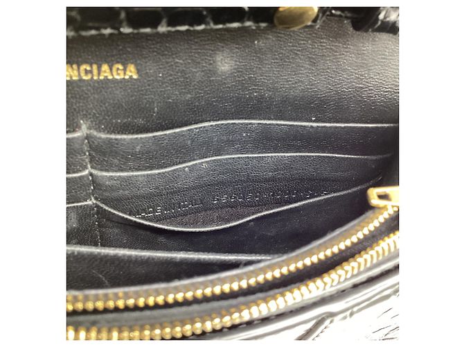 Day Borsa con catena Balenciaga in pelle nera effetto coccodrillo Nero - vista 9