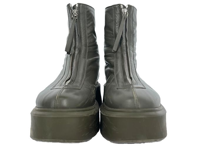 Stivaletti con zip The Row in pelle Olive Green Verde Verde oliva - vista 2