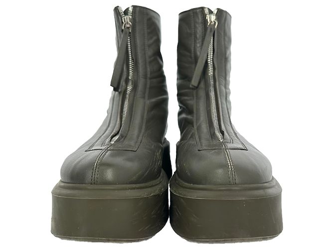 Stivaletti con zip The Row in pelle Olive Green Verde Verde oliva - vista 3