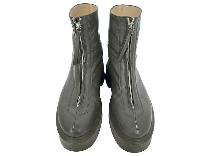 Stivaletti con zip The Row in pelle Olive Green Verde Verde oliva - vista 4