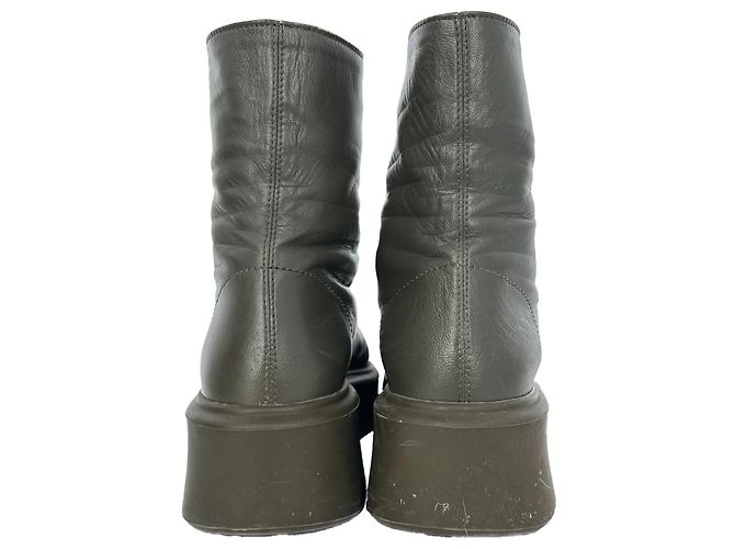 Stivaletti con zip The Row in pelle Olive Green Verde Verde oliva - vista 7