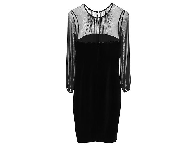 Max Mara Carl besticktes Midikleid aus schwarzem Samt - Ansicht 2