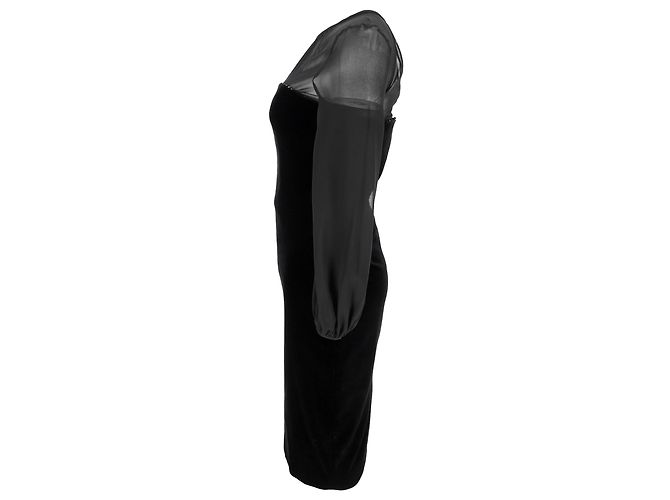 Max Mara Carl besticktes Midikleid aus schwarzem Samt - Ansicht 3