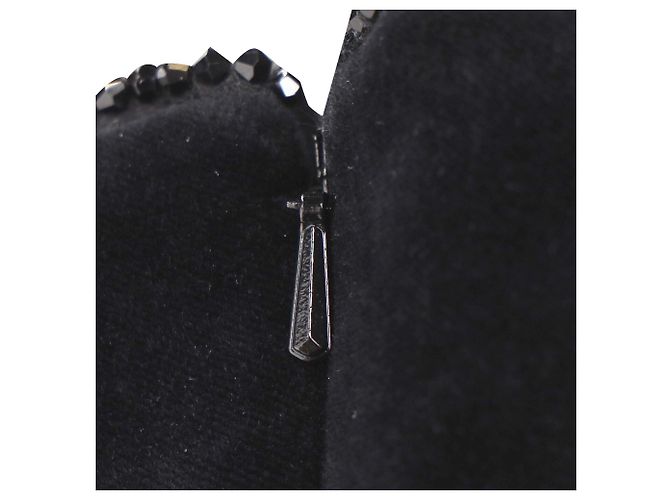 Max Mara Carl besticktes Midikleid aus schwarzem Samt - Ansicht 9