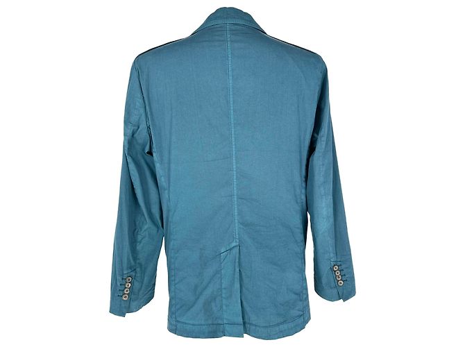 Lanvin einreihiger Blazer mit Taschen aus blauer Baumwolle - Ansicht 4