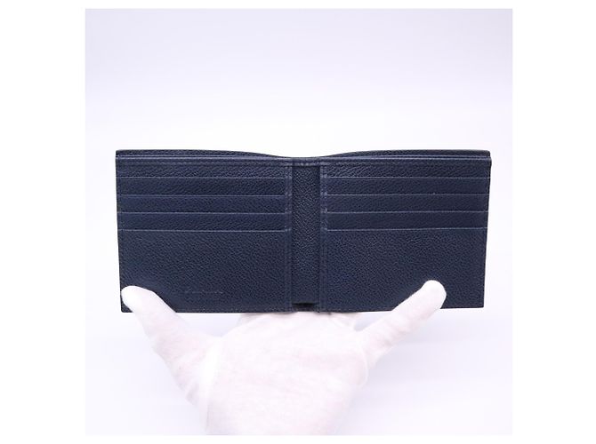 Portafoglio bi-fold Prada Vitello Daino con logo triangolare Blu navy - vista 12