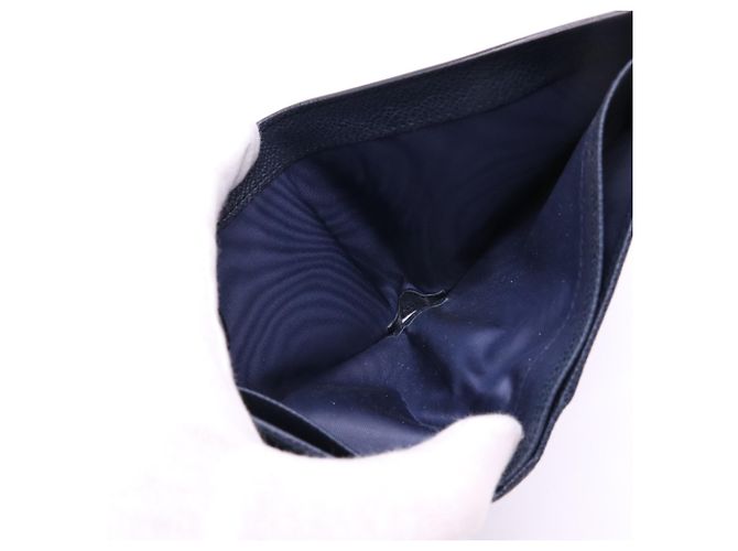 Portafoglio bi-fold Prada Vitello Daino con logo triangolare Blu navy - vista 13