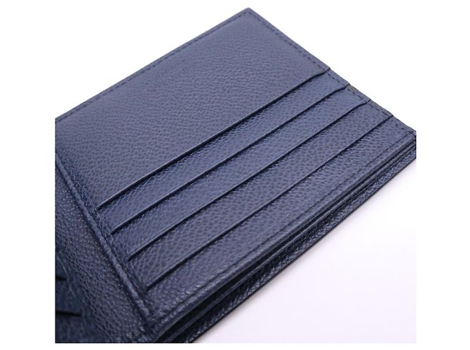 Portafoglio bi-fold Prada Vitello Daino con logo triangolare Blu navy - vista 15