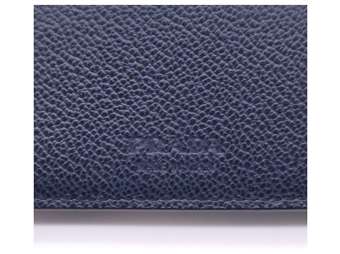 Portafoglio bi-fold Prada Vitello Daino con logo triangolare Blu navy - vista 16