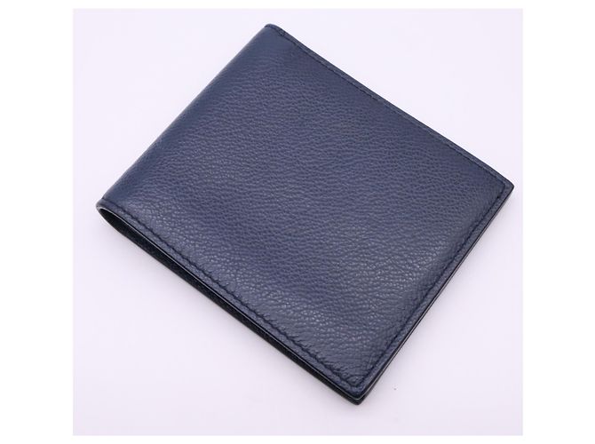 Portafoglio bi-fold Prada Vitello Daino con logo triangolare Blu navy - vista 2