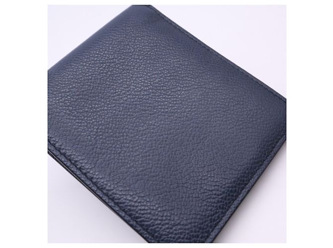 Portafoglio bi-fold Prada Vitello Daino con logo triangolare Blu navy - vista 4