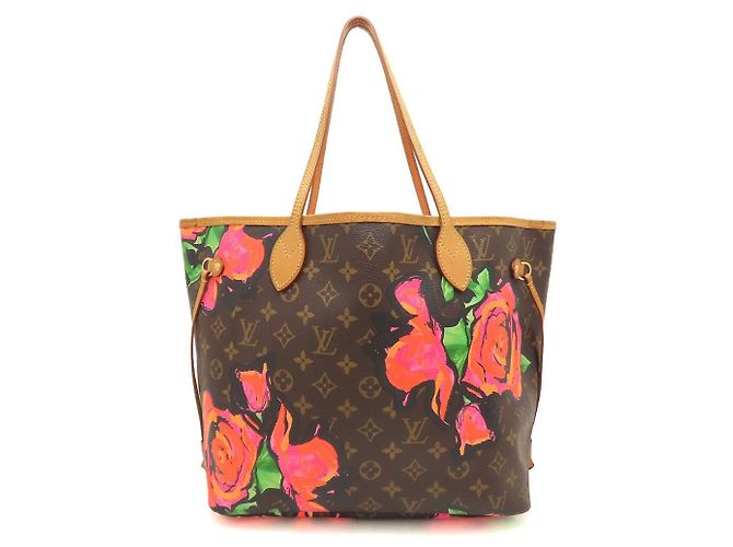 Sac Cabas Louis Vuitton Monogram Rose Neverfull MM Marron Multicolore - vue 2