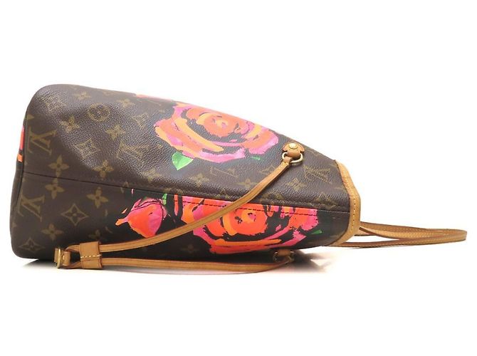 Sac Cabas Louis Vuitton Monogram Rose Neverfull MM Marron Multicolore - vue 3