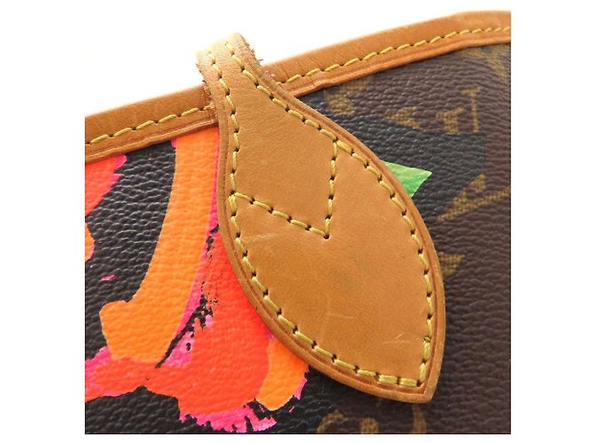 Sac Cabas Louis Vuitton Monogram Rose Neverfull MM Marron Multicolore - vue 31